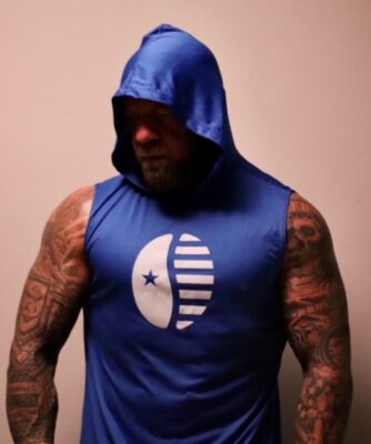 Blue Athletic Sleeveless Bean Hoodie