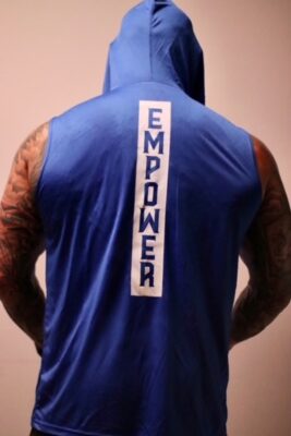 Blue Athletic Sleeveless Bean Hoodie