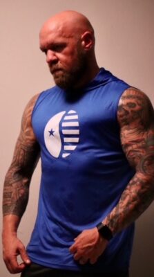Blue Athletic Sleeveless Bean Hoodie